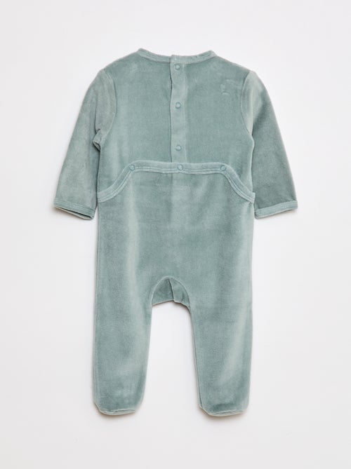 Pijama de veludo com pés e animação na frente - Kiabi