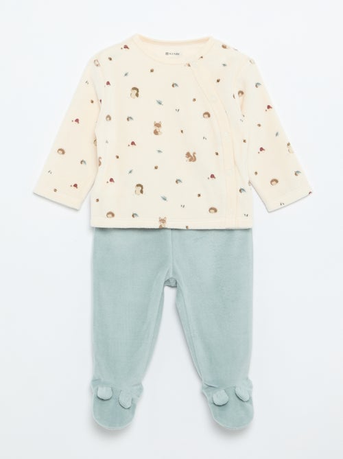 Pijama de veludo de 2 peças - Kiabi
