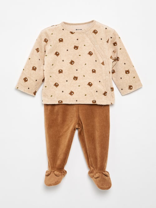Pijama de veludo de 2 peças - Kiabi