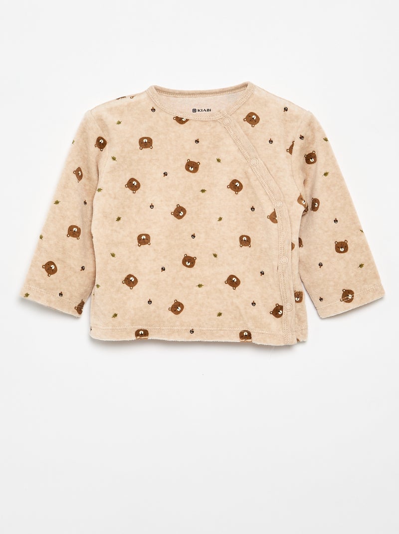 Pijama de veludo de 2 peças Castanho - Kiabi