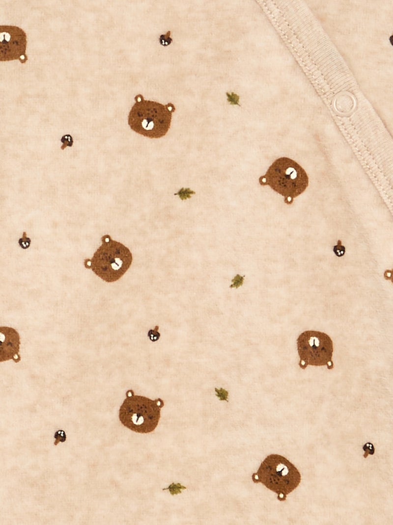 Pijama de veludo de 2 peças Castanho - Kiabi