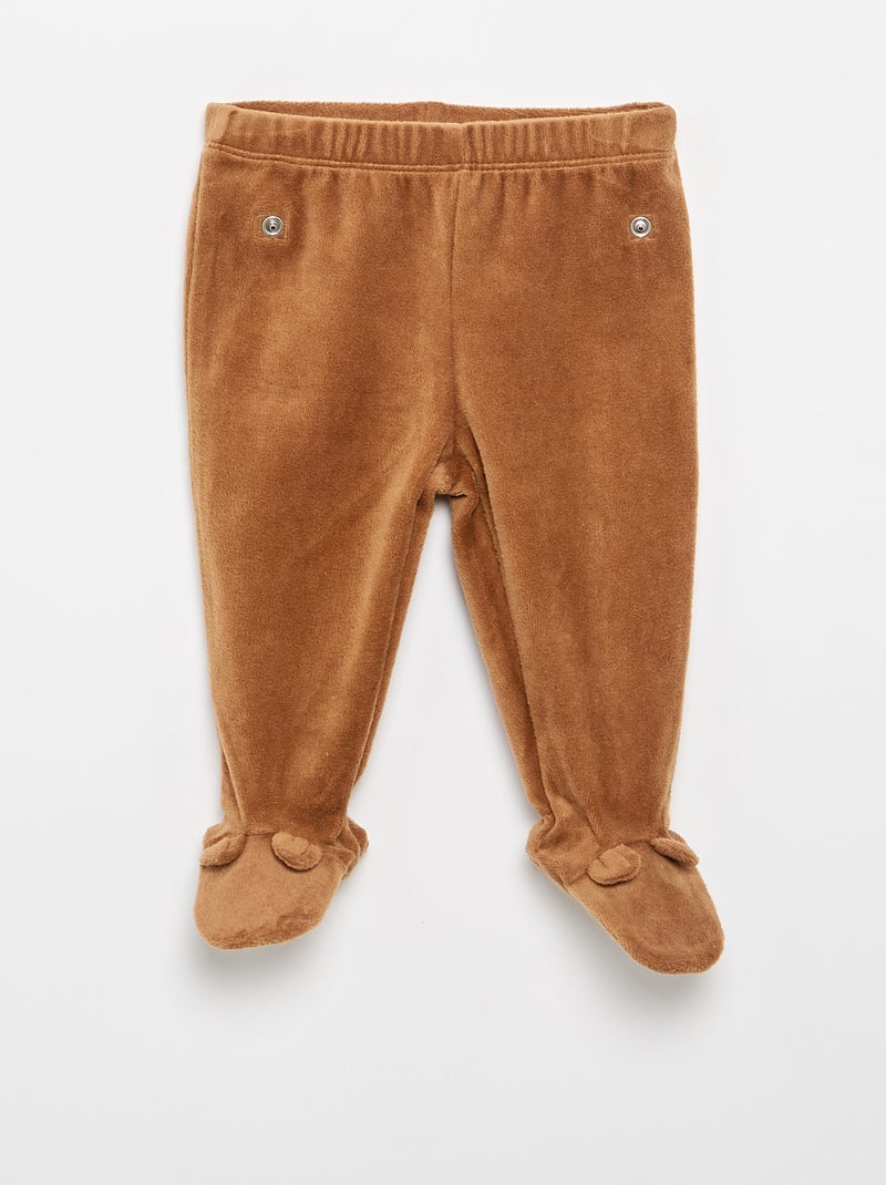 Pijama de veludo de 2 peças Castanho - Kiabi