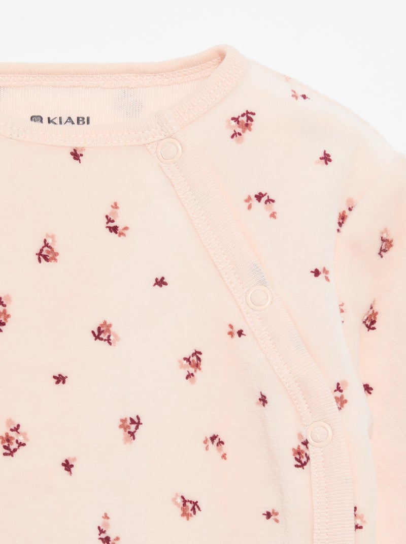 Pijama de veludo de 2 peças Rosa - Kiabi