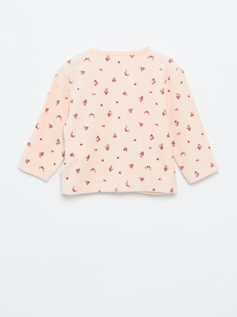 Pijama de veludo de 2 peças Rosa - Kiabi