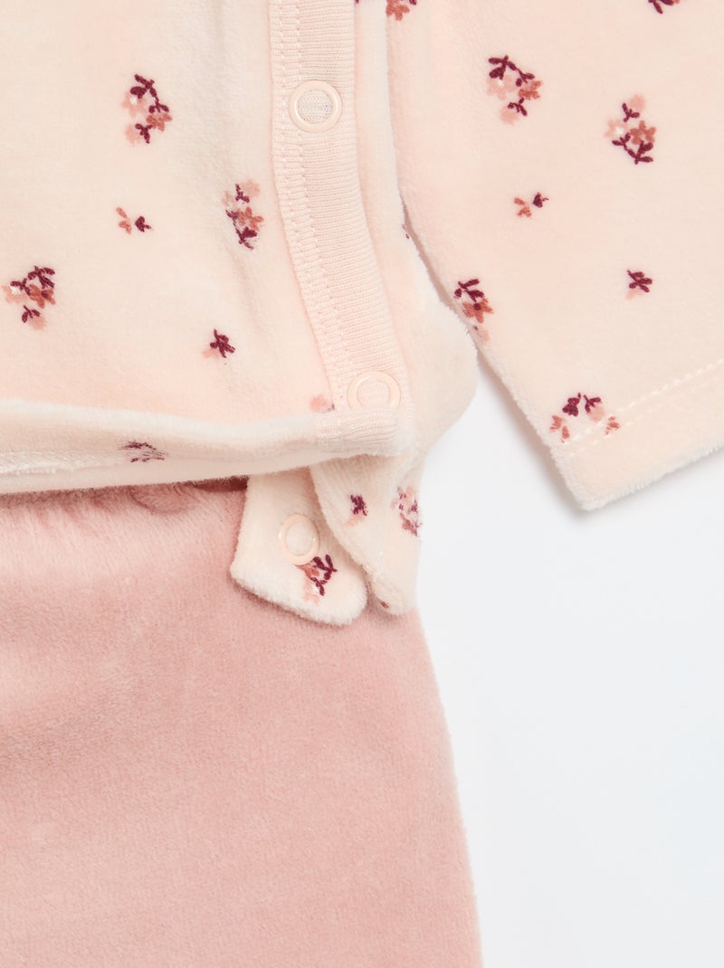 Pijama de veludo de 2 peças Rosa - Kiabi