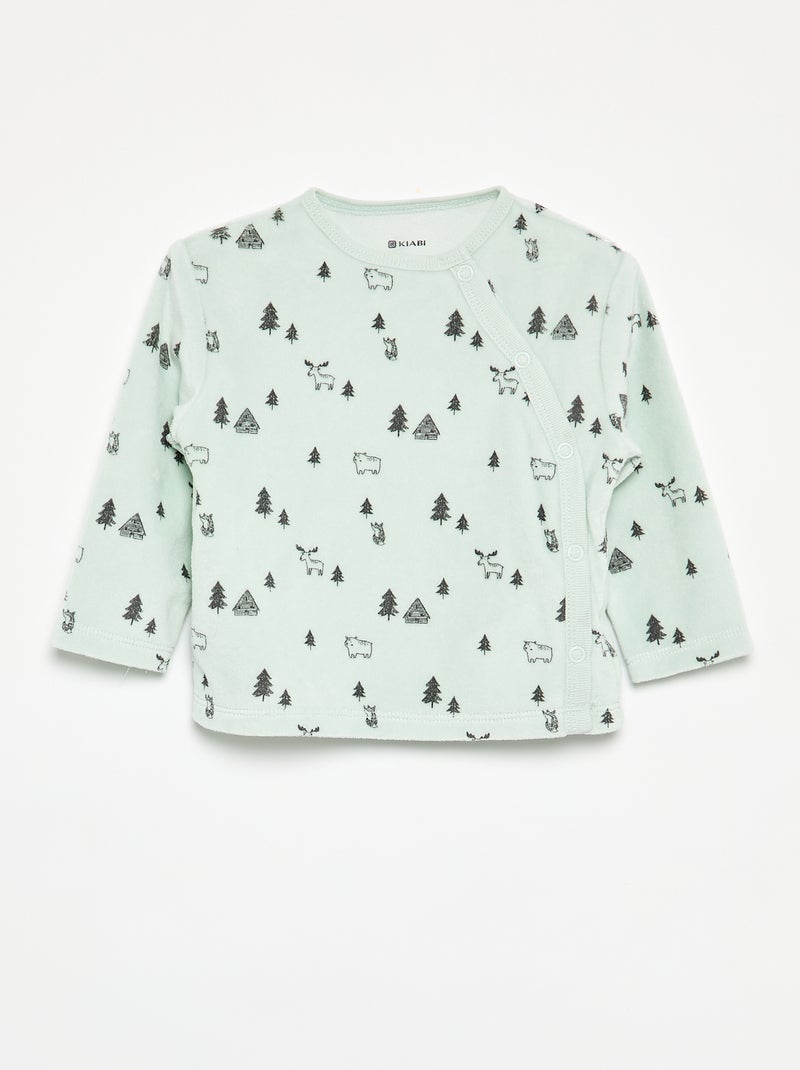 Pijama de veludo de 2 peças Verde claro - Kiabi