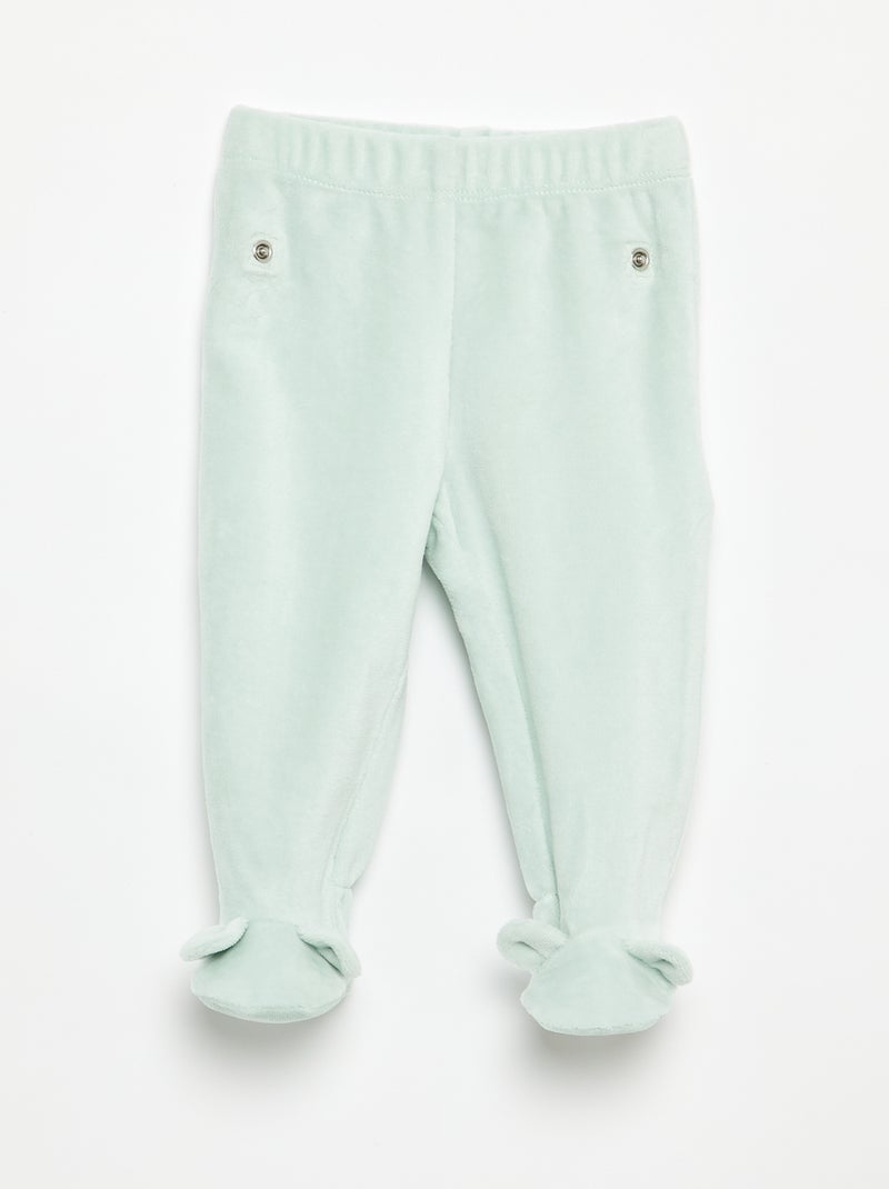 Pijama de veludo de 2 peças Verde claro - Kiabi