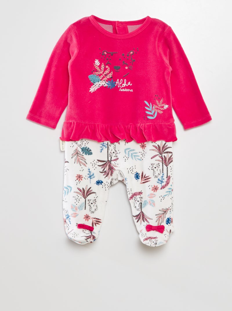 Pijama de veludo efeito 2 em 1 'Petit Béguin' ROSA - Kiabi