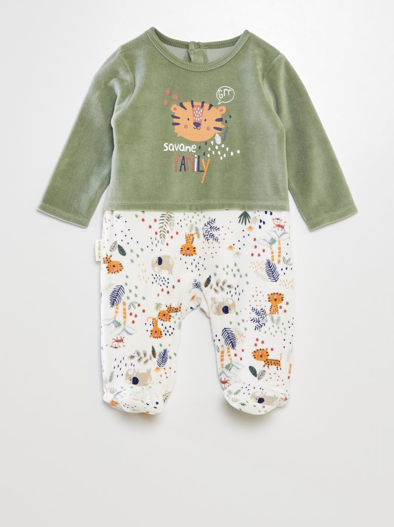 Pijama de veludo efeito 2 em 1 'Petit Béguin' VERDE - Kiabi
