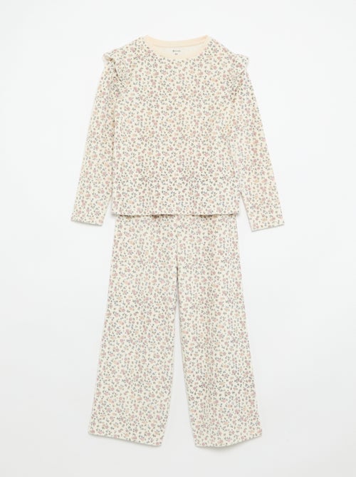 Pijama de veludo estampado 2 peças - Camisola + calças - Kiabi Pijama de veludo estampado 2 peças - Camisola + calças - Kiabi
