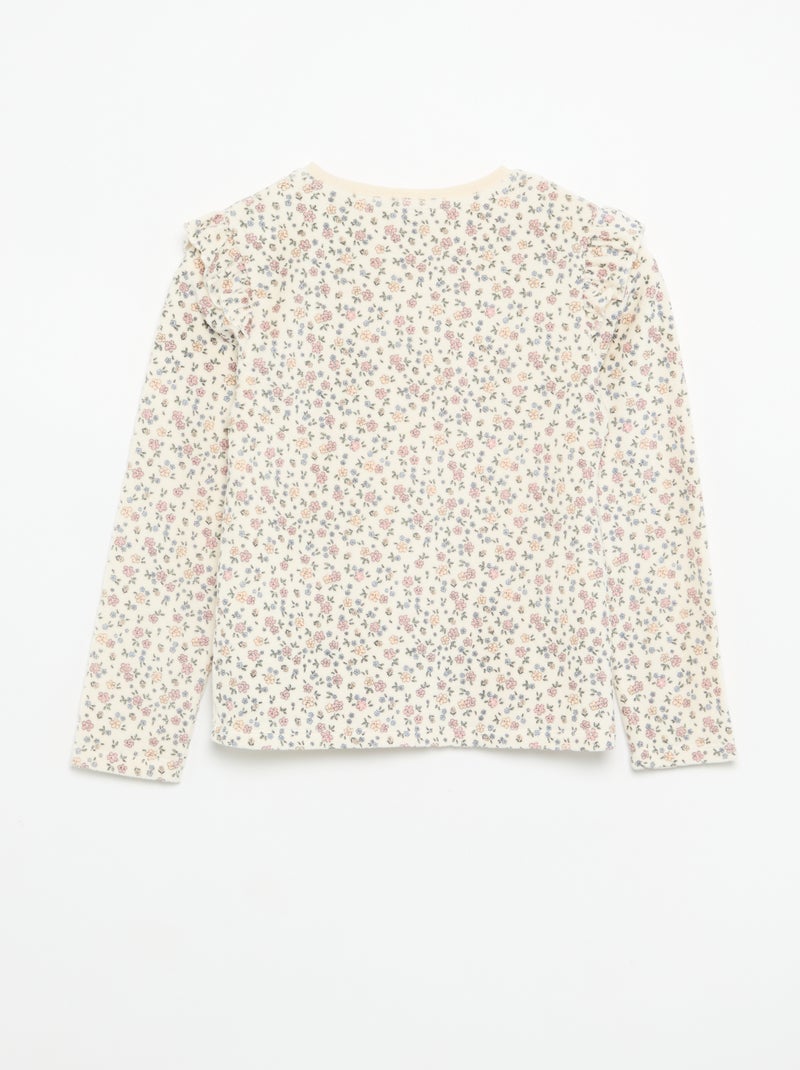 Pijama de veludo estampado 2 peças - Camisola + calças Bege - Kiabi