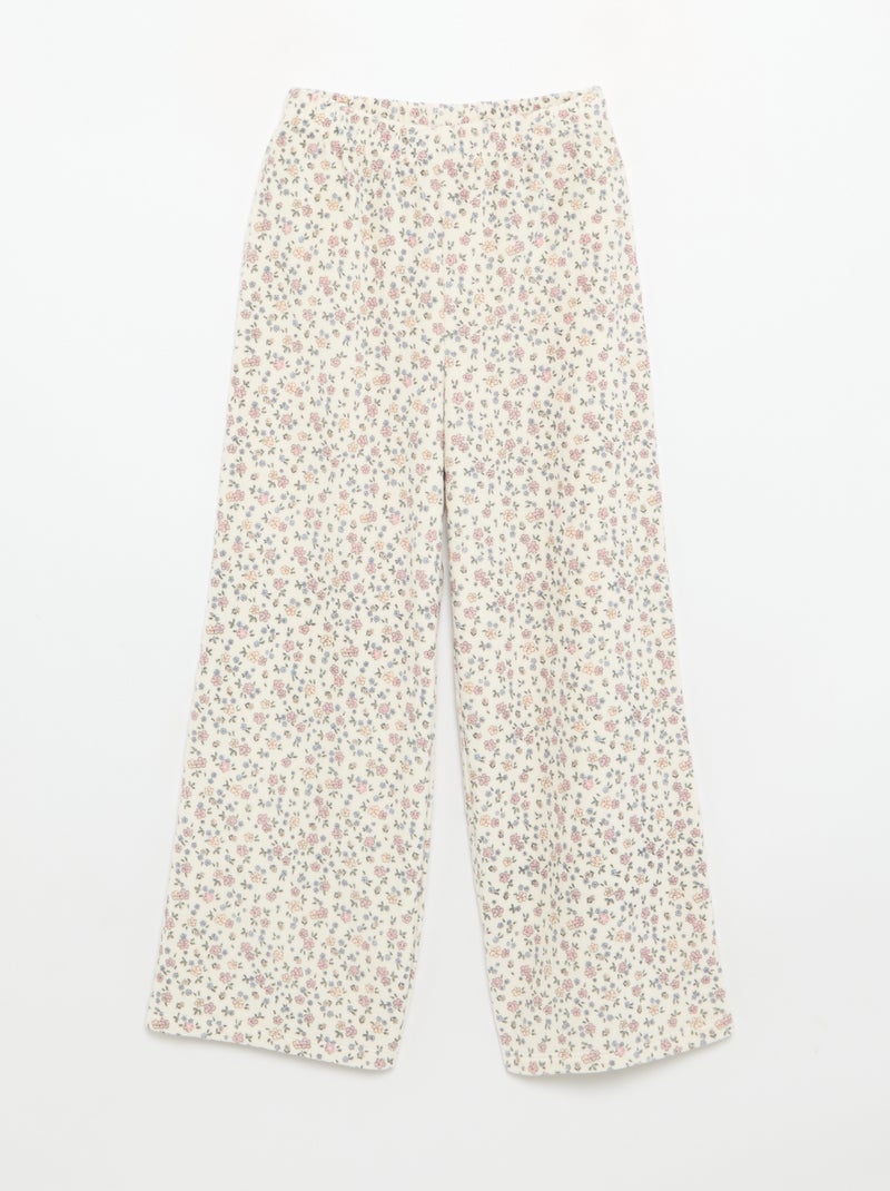 Pijama de veludo estampado 2 peças - Camisola + calças Bege - Kiabi