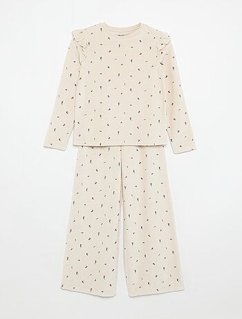 Pijama de veludo estampado 2 peças - Camisola + calças