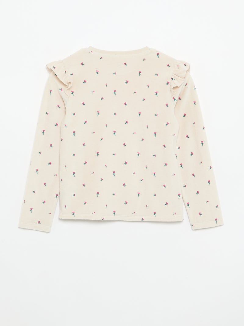 Pijama de veludo estampado 2 peças - Camisola + calças Rosa - Kiabi