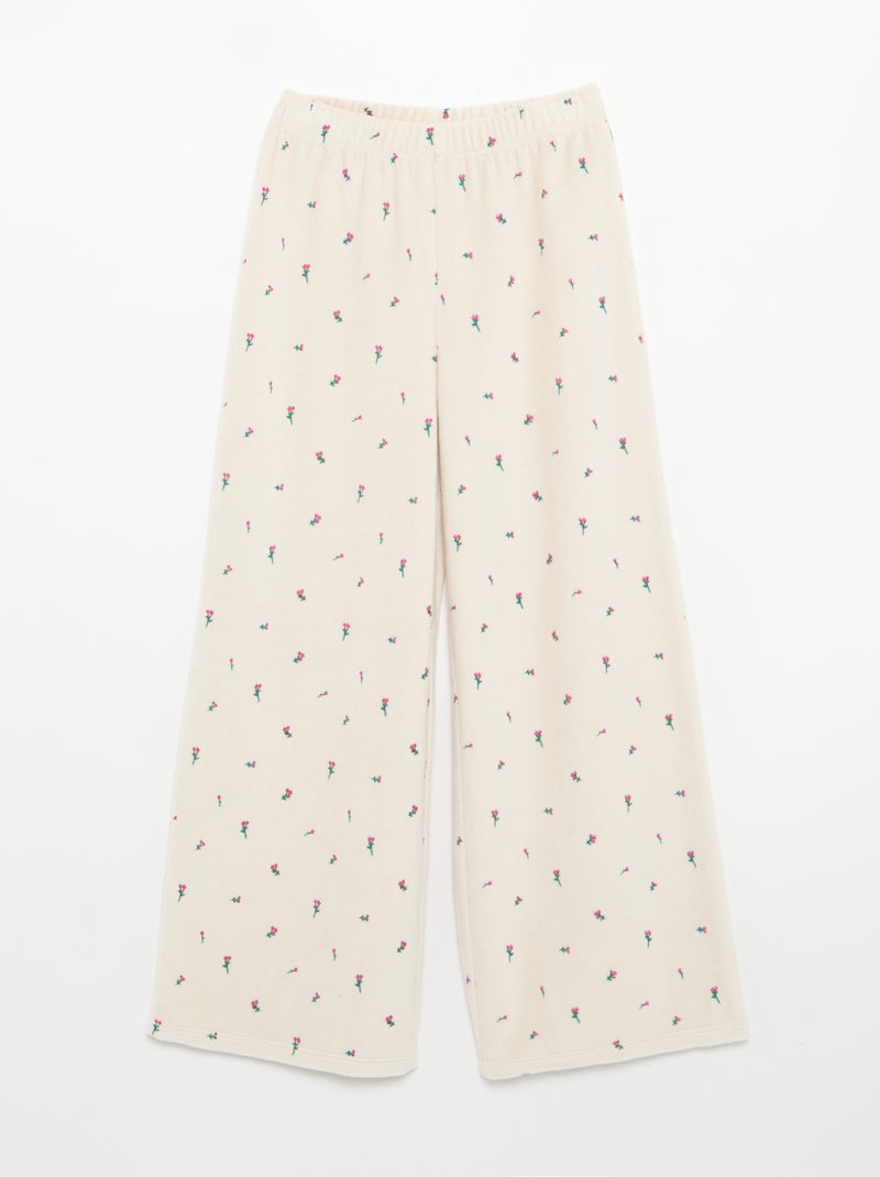 Pijama de veludo estampado 2 peças - Camisola + calças Rosa - Kiabi
