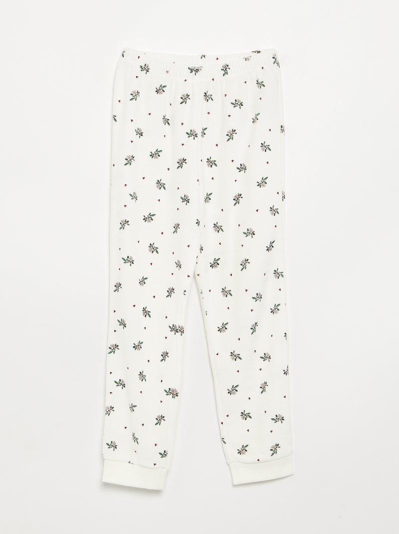 Pijama de veludo estampado Branco - Kiabi