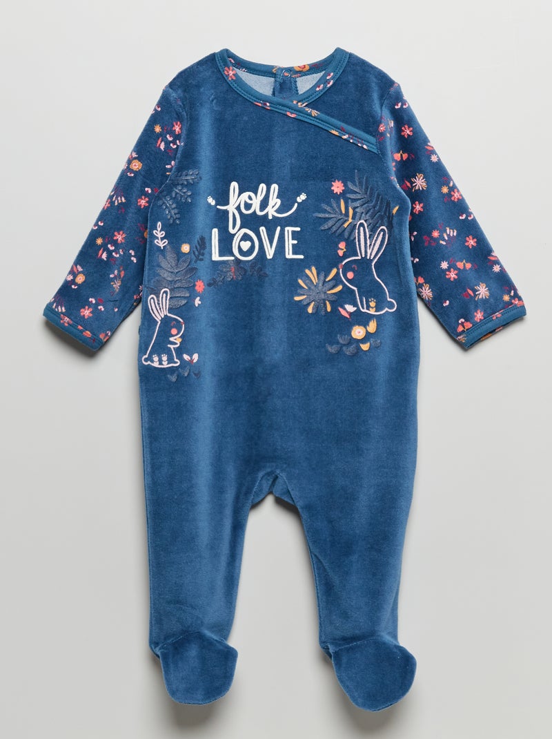 Pijama de veludo 'Petit Béguin' Azul - Kiabi
