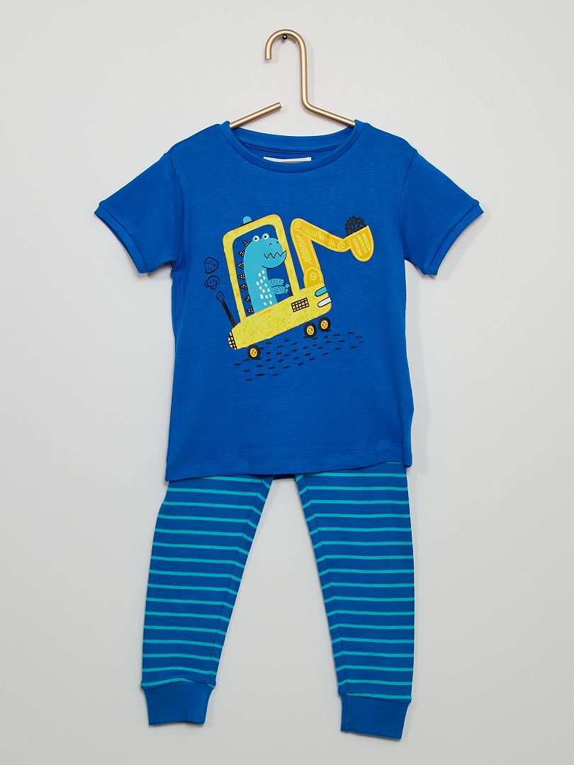 Pijama 'dinossauro' + calças compridas Azul - Kiabi