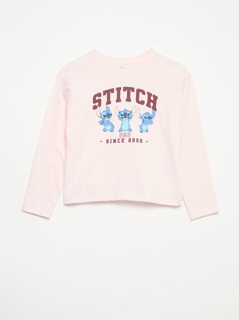Pijama 'Disney' em jersey - 2 peças: T-shirt de manga comprida + calças Rosa - Kiabi