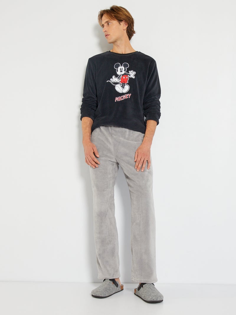Pijama 'Disney' em malha polar - 2 peças Preto - Kiabi