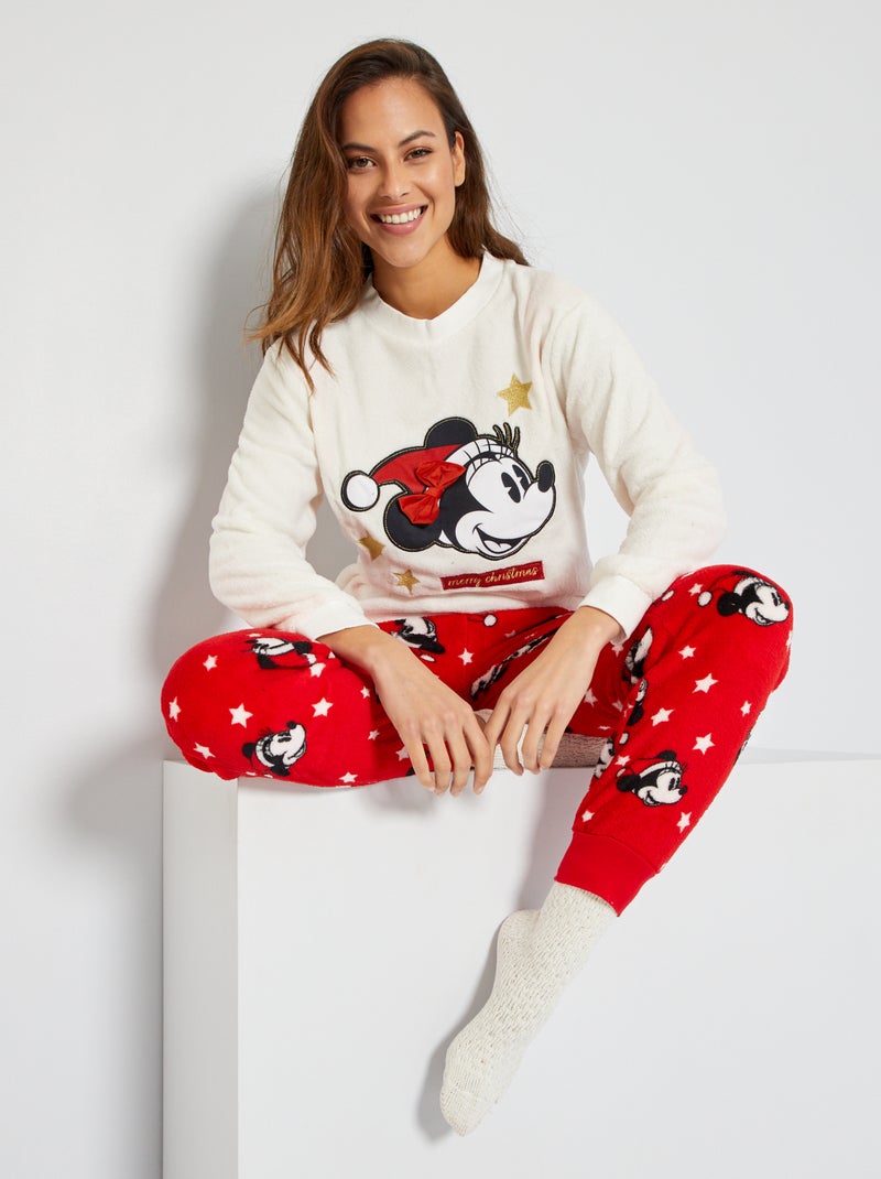 Pijama 'Disney' polar  - 2 peças Branco/ Vermelho - Kiabi