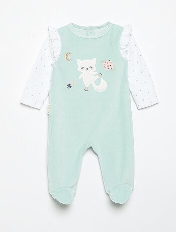 Pijama "dors bien" 'Petit Béguin' com folhos nos ombros