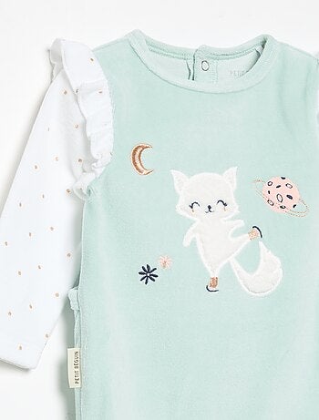 Pijama "dors bien" 'Petit Béguin' com folhos nos ombros