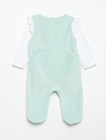 Pijama "dors bien" 'Petit Béguin' com folhos nos ombros