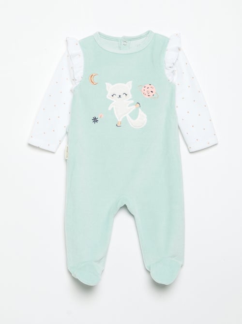 Pijama "dors bien" 'Petit Béguin' com folhos nos ombros - Kiabi