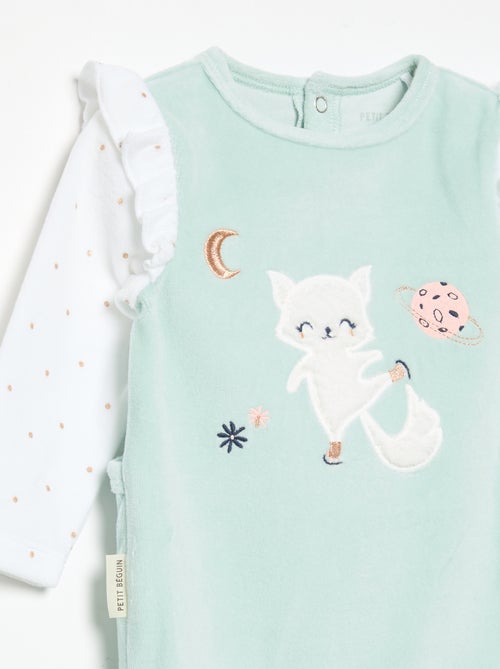 Pijama "dors bien" 'Petit Béguin' com folhos nos ombros - Kiabi