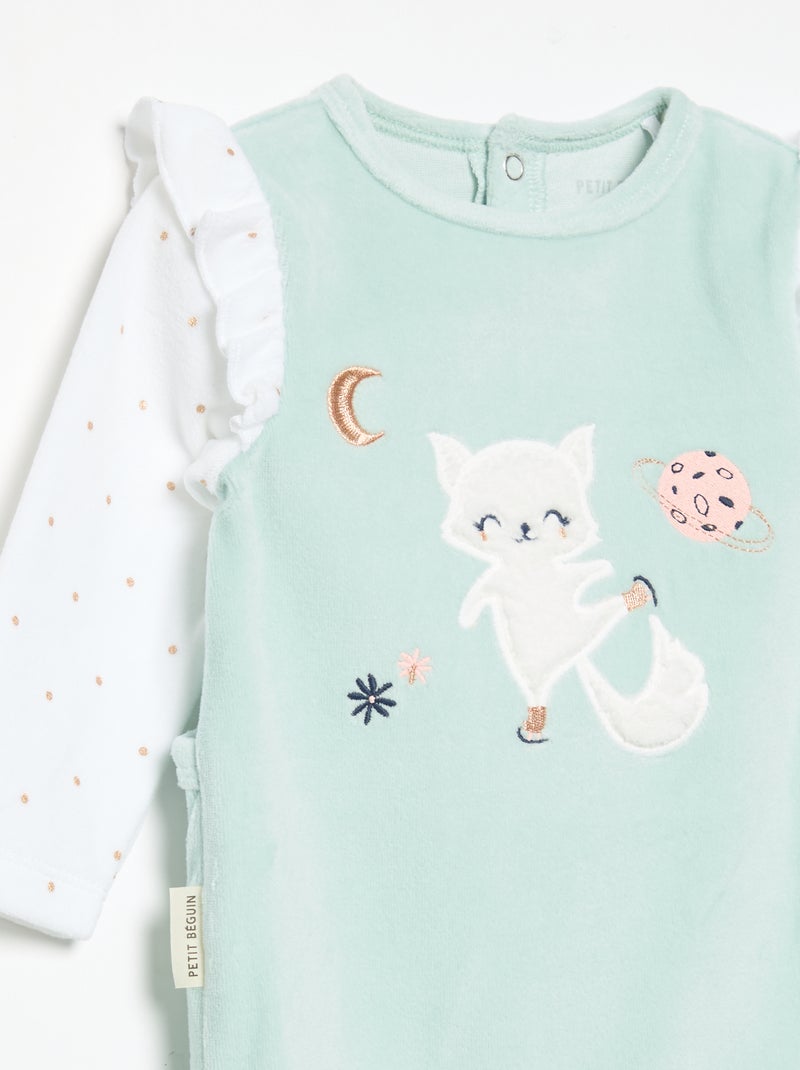 Pijama "dors bien" 'Petit Béguin' com folhos nos ombros Verde - Kiabi