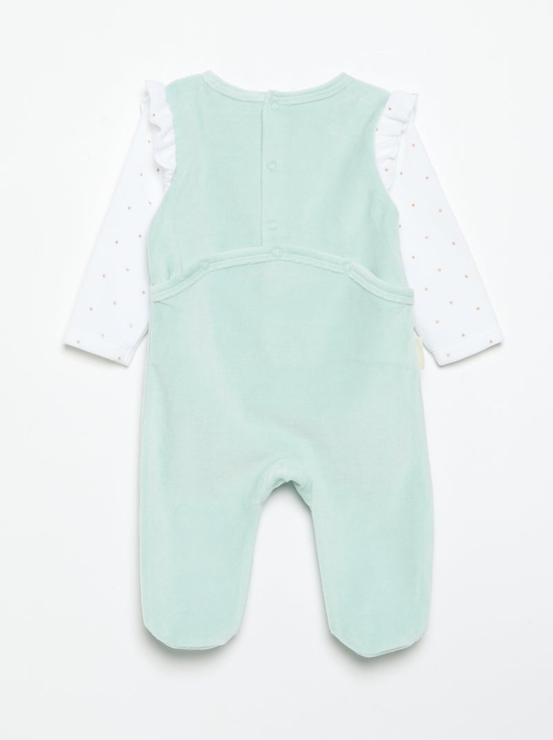 Pijama "dors bien" 'Petit Béguin' com folhos nos ombros Verde - Kiabi