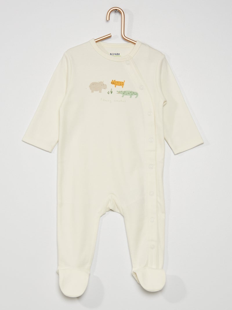 Pijama 'eco-conception' em algodão biológico BRANCO - Kiabi