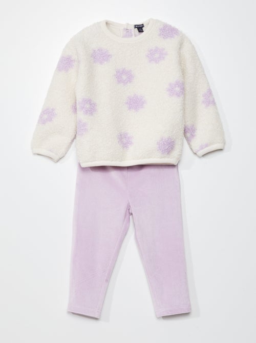Pijama efeito lã de carneiro e veludo - 2 peças - Kiabi