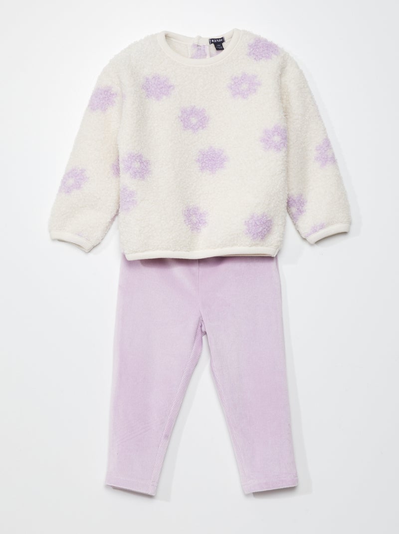 Pijama efeito lã de carneiro e veludo - 2 peças BEGE - Kiabi