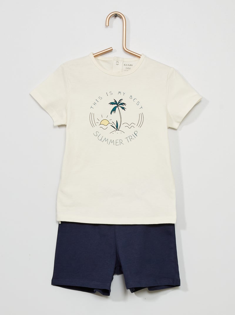 Pijama em algodão BRANCO - Kiabi