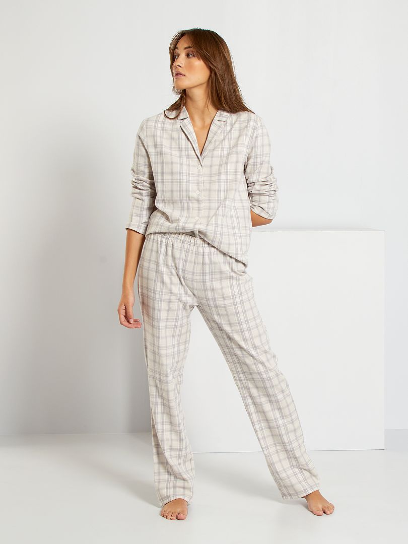 Pijama em flanela leve Quadriculado - Kiabi