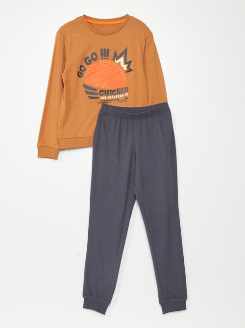 Pijama em jersey com aplicação - 2 peças - Kiabi