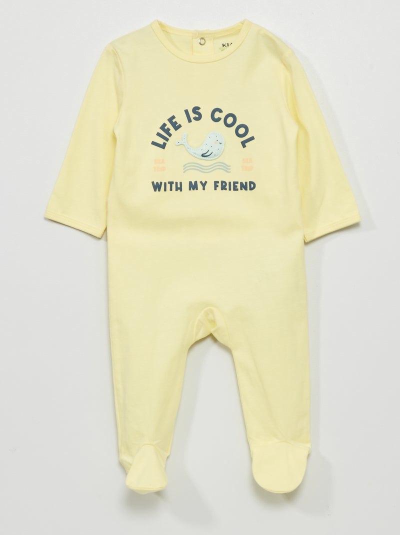 Pijama em jersey com estampado AMARELO - Kiabi