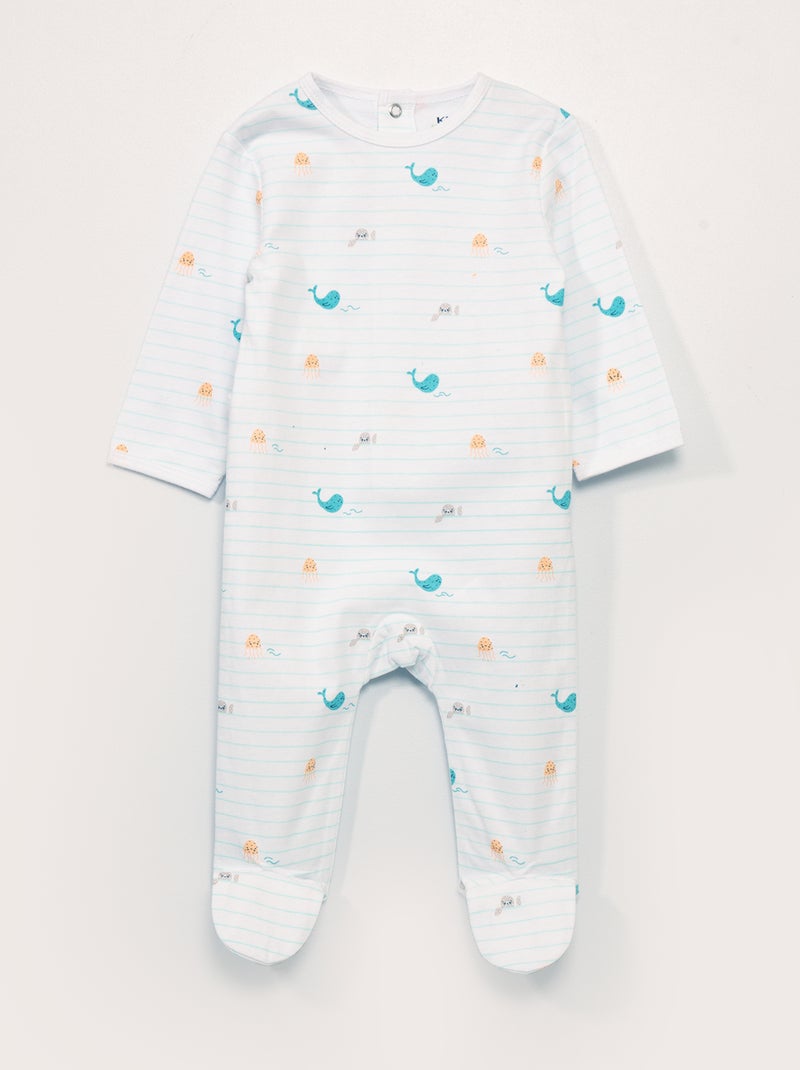 Pijama em jersey com estampado BRANCO - Kiabi