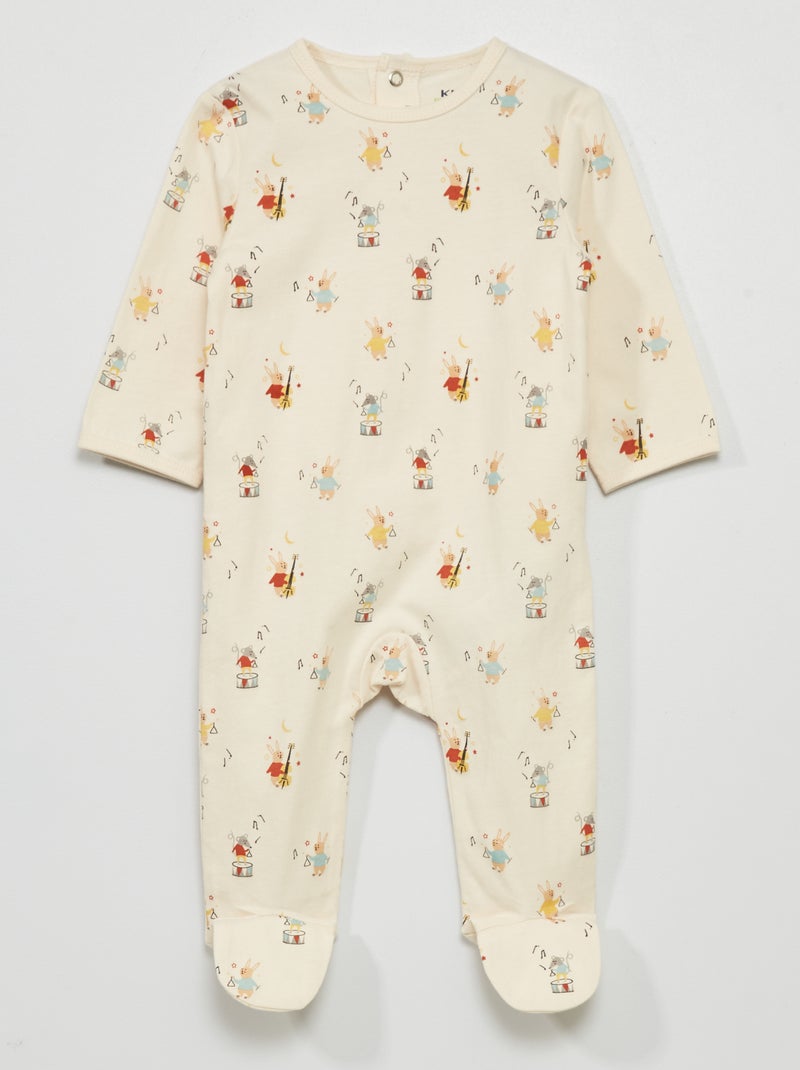 Pijama em jersey com estampado BRANCO - Kiabi