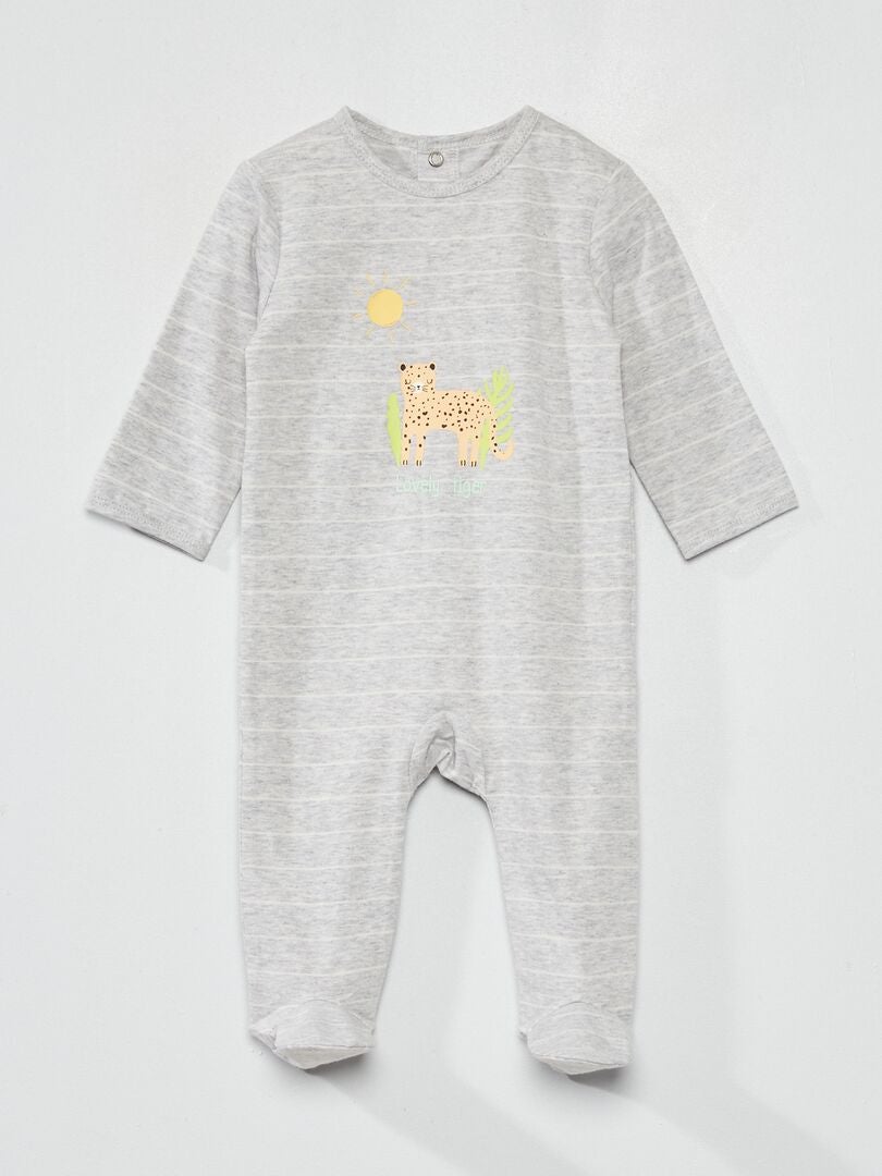 Pijama em jersey com estampado CINZA - Kiabi