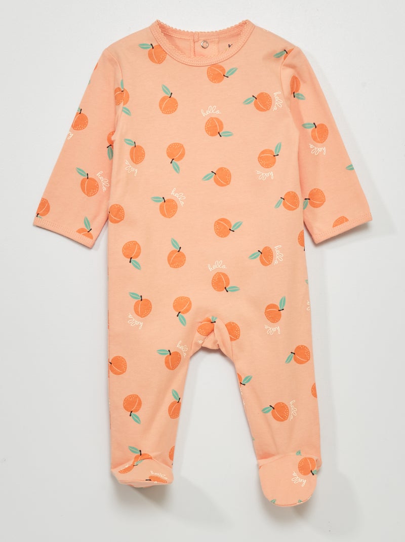 Pijama em jersey com estampado LARANJA - Kiabi