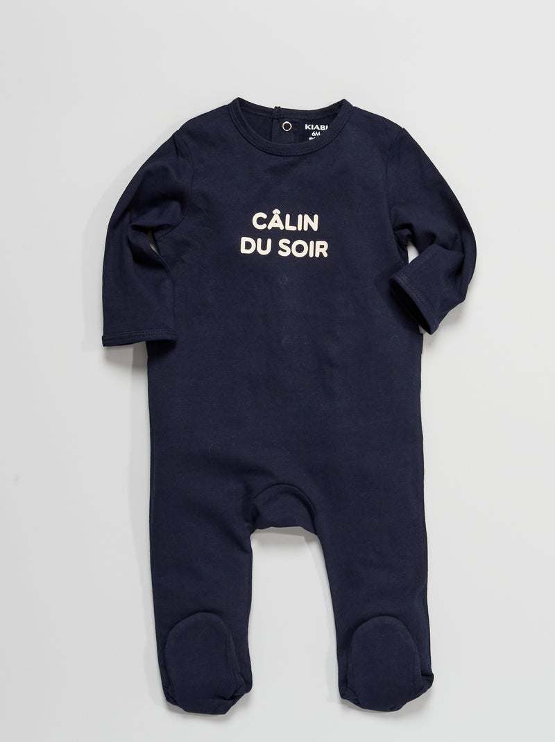Pijama em jersey com mensagem estampada AZUL - Kiabi
