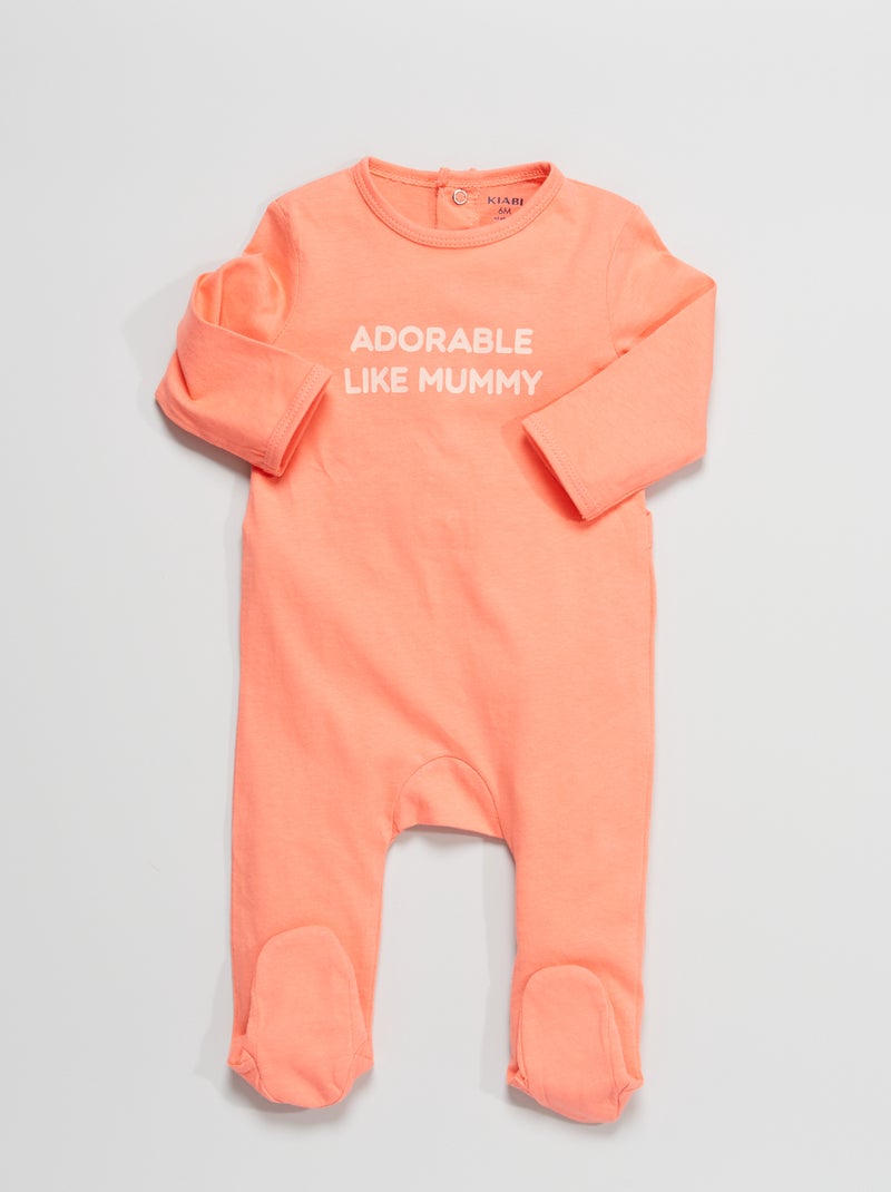 Pijama em jersey com mensagem estampada ROSA - Kiabi