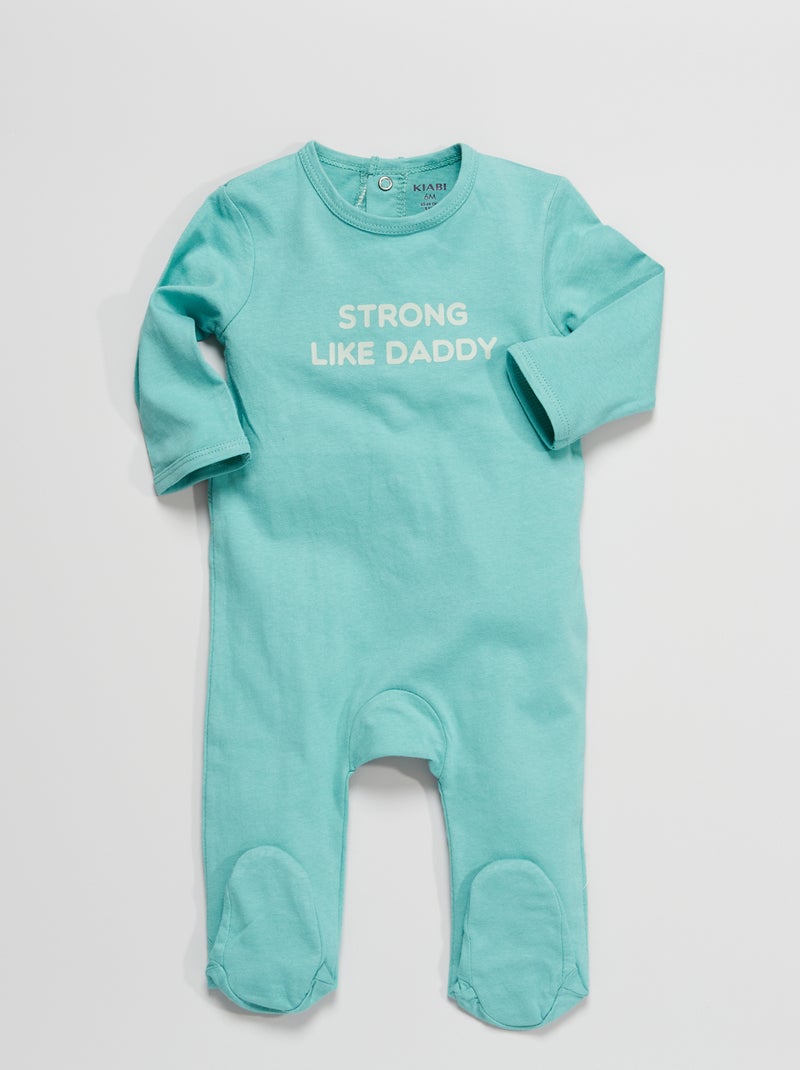 Pijama em jersey com mensagem estampada VERDE - Kiabi