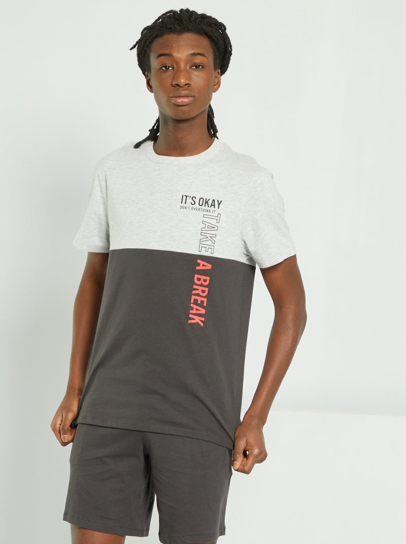 Pijama em jersey de 2 peças PRETO - Kiabi