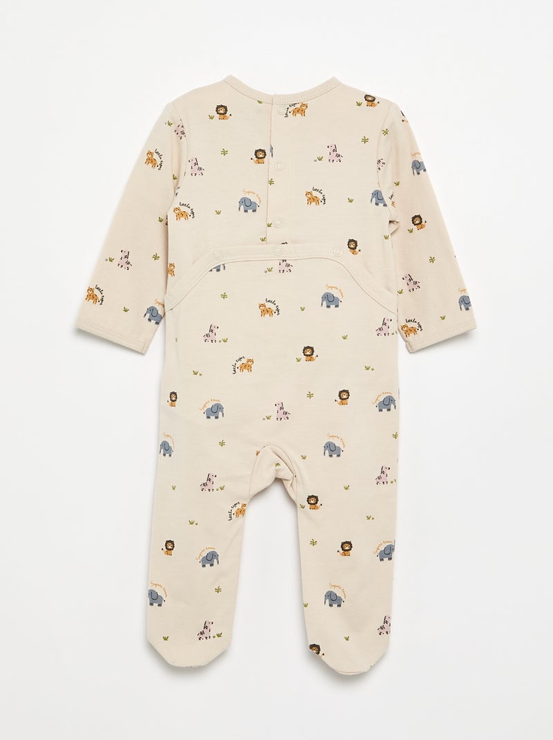 Pijama em jersey de algodão Bege - Kiabi