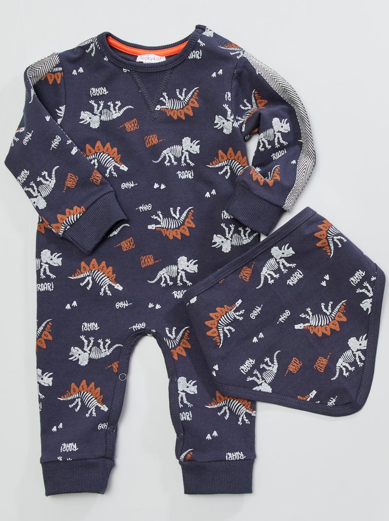 Pijama em jersey 'dinossauro' Azul Marinho - Kiabi