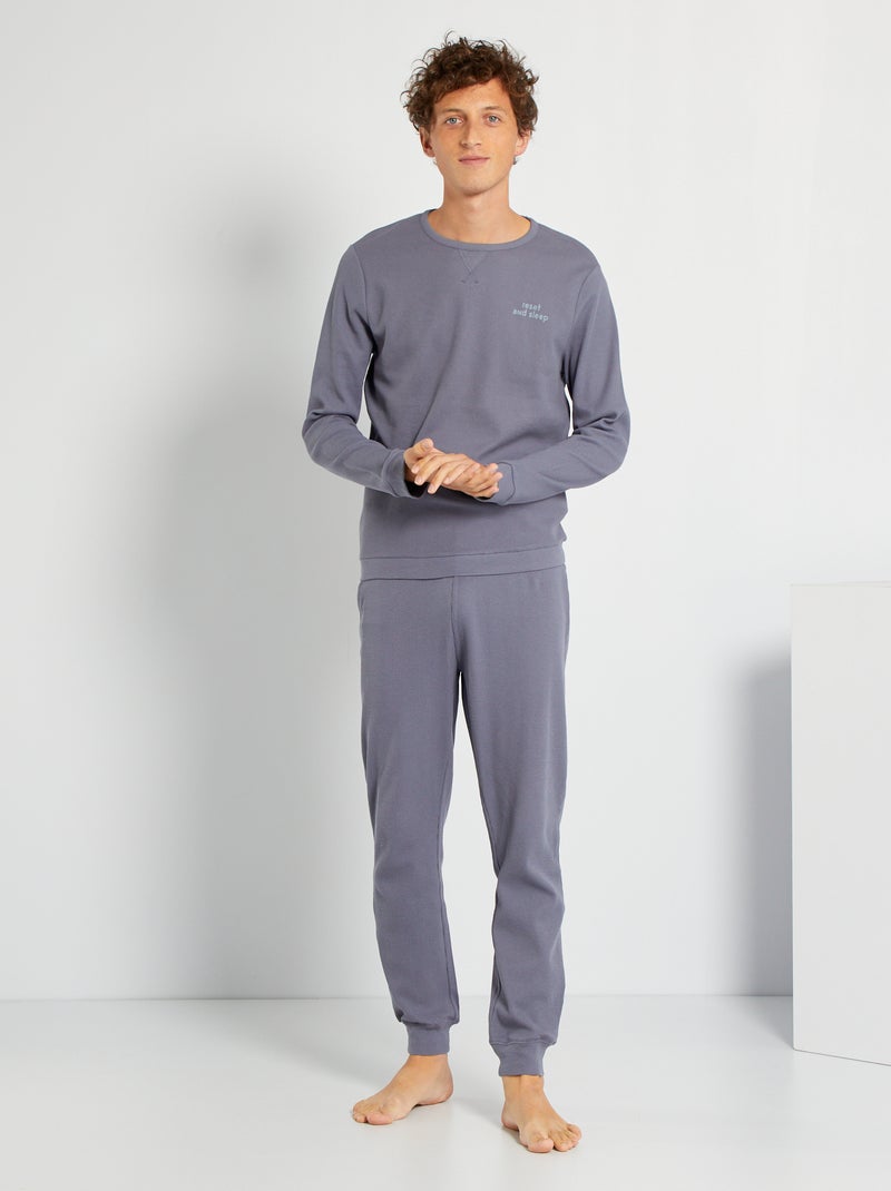 Pijama em malha gofrada AZUL - Kiabi